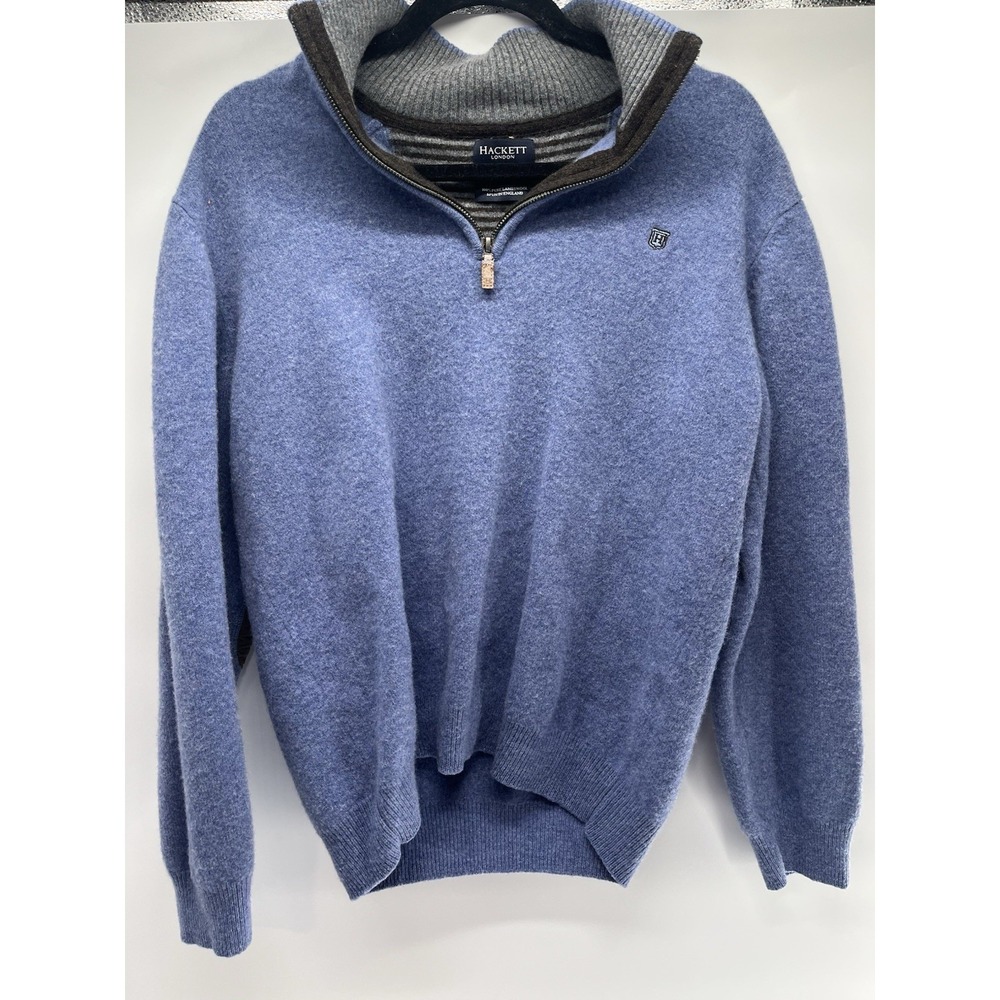 Hackett London blue lambswool spun in England elbow patches XXXL jumper‎ #preppy